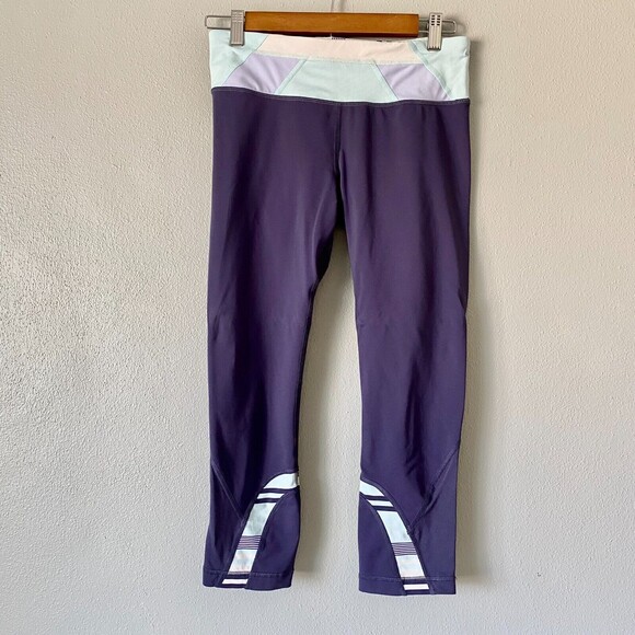 LULULEMON Run Crop Inspire Midnight Blue and Paste Running Leggings Women's 6 - Picture 1 of 12